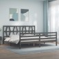 vidaXL Estructura de cama con cabecero madera maciza gris 200x200 cm vidaXL Estructura de cama con cabecero madera maciza gris 200x200 cm