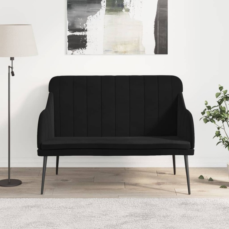 vidaXL Banco de terciopelo negro 110x76x80 cm vidaXL Banco de terciopelo negro 110x76x80 cm