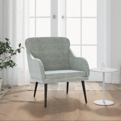 vidaXL Sillón de terciopelo gris claro 63x76x80 cm