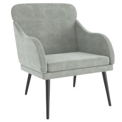 vidaXL Sillón de terciopelo gris claro 63x76x80 cm