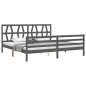 vidaXL Estructura de cama con cabecero madera maciza gris 200x200 cm vidaXL Estructura de cama con cabecero madera maciza gris 200x200 cm