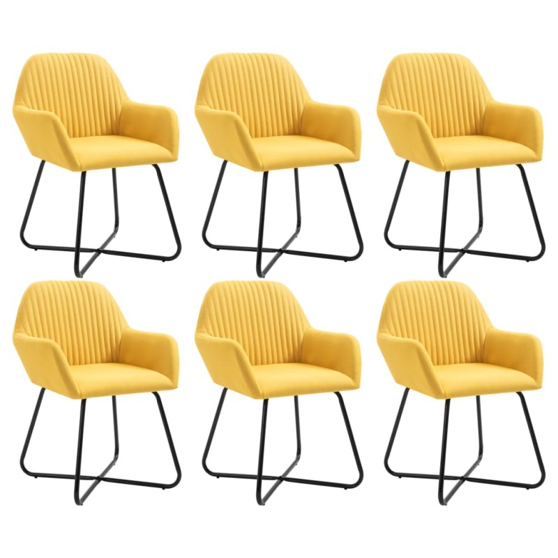 vidaXL Sillas de comedor 6 unidades de tela amarillas vidaXL Sillas de comedor 6 unidades de tela amarillas