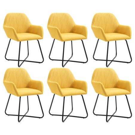 vidaXL Sillas de comedor 6 unidades de tela amarillas 