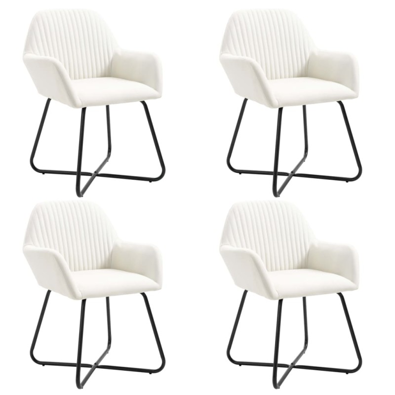 vidaXL Sillas de comedor 4 unidades tela color crema vidaXL Sillas de comedor 4 unidades tela color crema