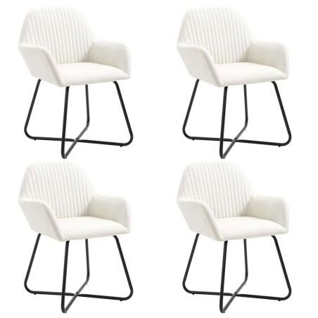 vidaXL Sillas de comedor 4 unidades tela color crema