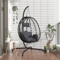 vidaXL Silla colgante huevo con cojín acero ratán sintético antracita vidaXL Silla colgante huevo con cojín acero ratán sintético antracita