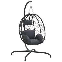 vidaXL Silla colgante huevo con cojín acero ratán sintético antracita