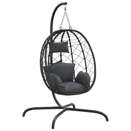 vidaXL Silla colgante huevo con cojín acero ratán sintético antracita