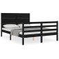 vidaXL Estructura de cama con cabecero madera maciza negro 120x200 cm