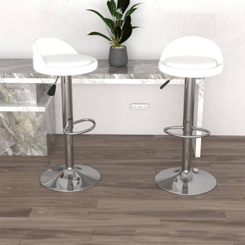 vidaXL Taburetes de cocina 2 unidades cuero sintético blanco vidaXL Taburetes de cocina 2 unidades cuero sintético blanco
