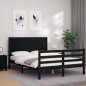 vidaXL Estructura de cama con cabecero madera maciza negro 120x200 cm
