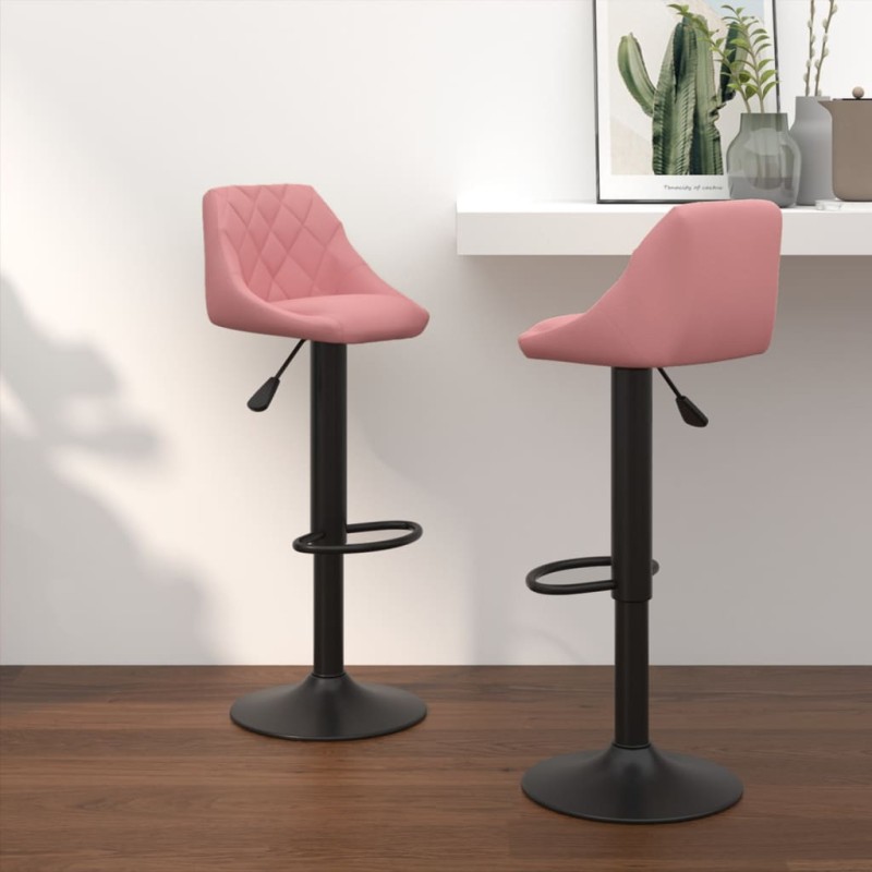 vidaXL Taburetes de cocina 2 unidades terciopelo rosa vidaXL Taburetes de cocina 2 unidades terciopelo rosa