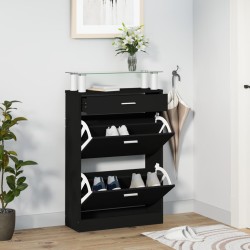 vidaXL Mueble zapatero madera contrachapada negro 63x24x104 cm