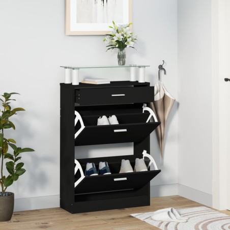 vidaXL Mueble zapatero madera contrachapada negro 63x24x104 cm