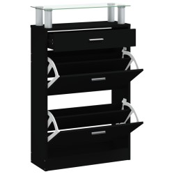 vidaXL Mueble zapatero madera contrachapada negro 63x24x104 cm