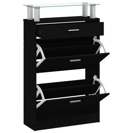 vidaXL Mueble zapatero madera contrachapada negro 63x24x104 cm