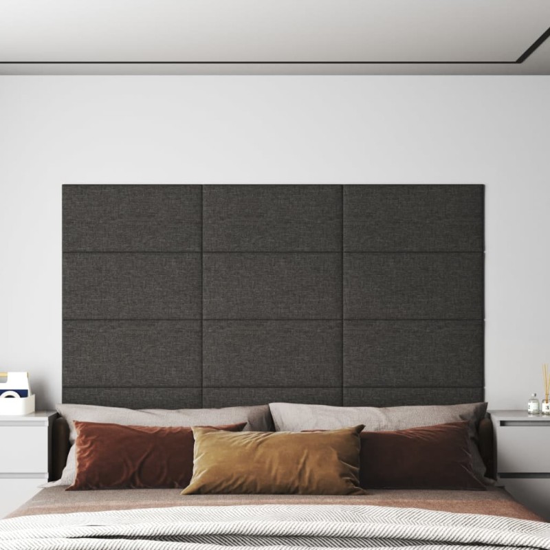 vidaXL Paneles de pared 12 uds tela gris oscuro 60x30 cm 2,16 m² vidaXL Paneles de pared 12 uds tela gris oscuro 60x30 cm 2,16 m²