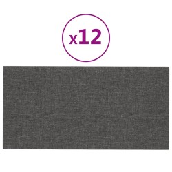 vidaXL Paneles de pared 12 uds tela gris oscuro 60x30 cm 2,16 m²