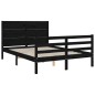 vidaXL Estructura de cama con cabecero madera maciza negro 120x200 cm
