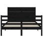 vidaXL Estructura de cama con cabecero madera maciza negro 120x200 cm
