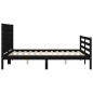 vidaXL Estructura de cama con cabecero madera maciza negro 120x200 cm