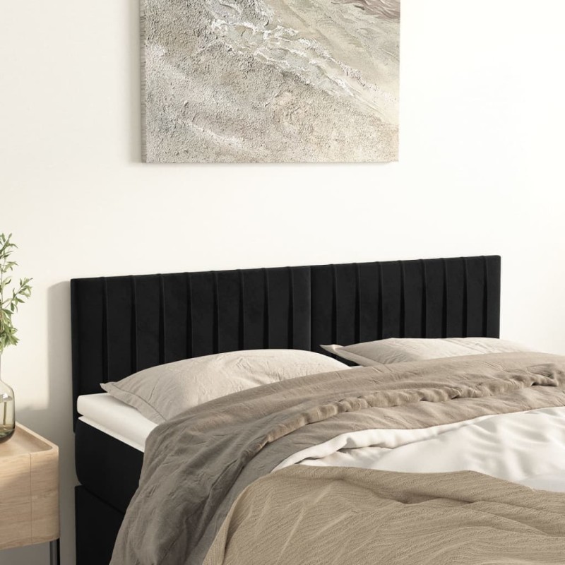 vidaXL Cabeceros 2 unidades terciopelo negro 72x5x78/88 cm vidaXL Cabeceros 2 unidades terciopelo negro 72x5x78/88 cm