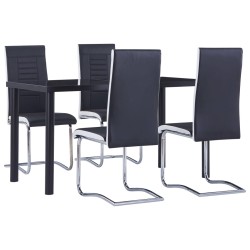 vidaXL Juego de comedor 5 piezas cuero sintético negro