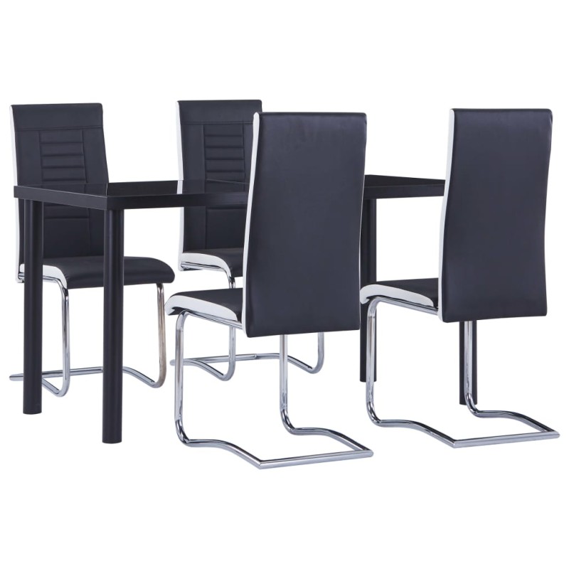 vidaXL Juego de comedor 5 piezas cuero sintético negro vidaXL Juego de comedor 5 piezas cuero sintético negro