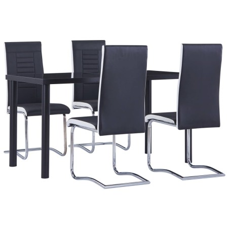 vidaXL Juego de comedor 5 piezas cuero sintético negro