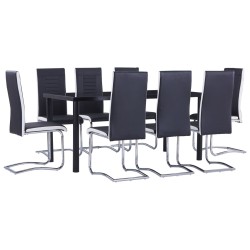 vidaXL Juego de comedor 9 piezas cuero sintético negro