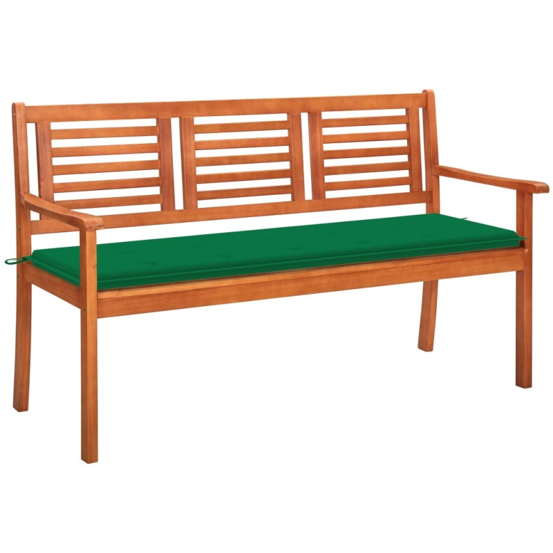 vidaXL Banco de jardín 3 plazas madera maciza eucalipto y cojín 150 cm vidaXL Banco de jardín 3 plazas madera maciza eucalipto y cojín 150 cm