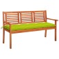 vidaXL Banco de jardín 3 plazas madera maciza eucalipto y cojín 150 cm vidaXL Banco de jardín 3 plazas madera maciza eucalipto y cojín 150 cm