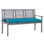 vidaXL Banco de jardín 3 plazas madera eucalipto gris y cojín 150 cm vidaXL Banco de jardín 3 plazas madera eucalipto gris y cojín 150 cm