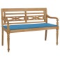 vidaXL Banco Batavia madera maciza de teca con cojín azul 120 cm