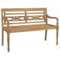 vidaXL Banco Batavia madera maciza de teca con cojín azul royal 120 cm