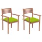 vidaXL Sillas de jardín 2 uds madera de teca y cojines verde brillante