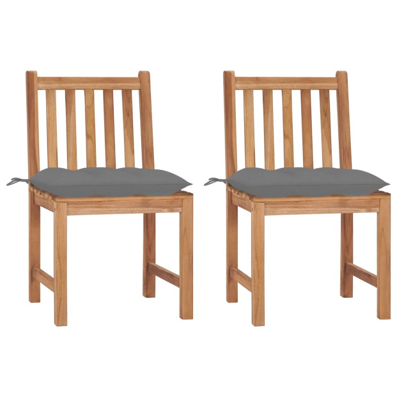 vidaXL Sillas de jardín 2 uds madera maciza de teca con cojines vidaXL Sillas de jardín 2 uds madera maciza de teca con cojines
