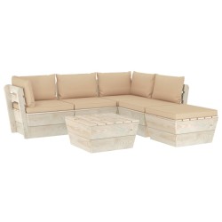 vidaXL Muebles de jardín de palets 6 piezas y cojines madera de abeto 