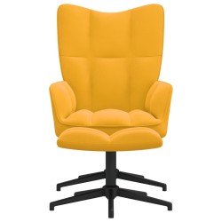 vidaXL Silla de relajación con reposapiés terciopelo amarillo mostaza