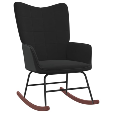 vidaXL Silla mecedora de terciopelo y PVC negro