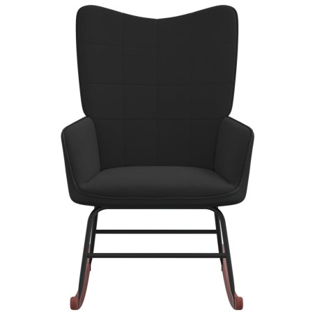 vidaXL Silla mecedora de terciopelo y PVC negro