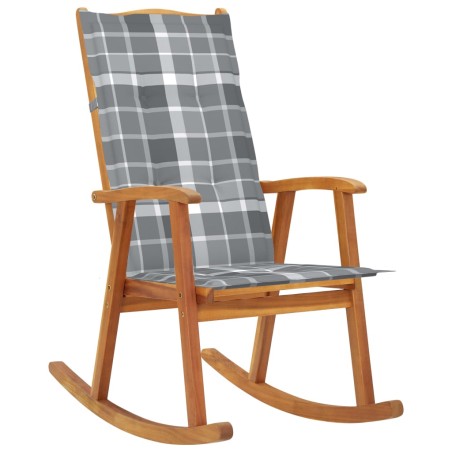 vidaXL Silla mecedora con cojines madera maciza de acacia