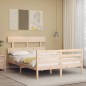 vidaXL Estructura de cama de matrimonio con cabecero madera maciza vidaXL Estructura de cama de matrimonio con cabecero madera maciza
