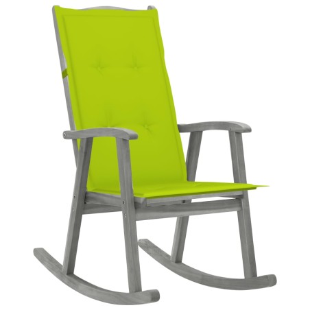 vidaXL Silla mecedora con cojín madera maciza de acacia gris