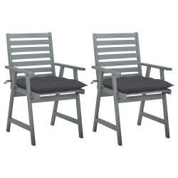 vidaXL Sillas de comedor jardín 2 uds madera maciza acacia con cojines