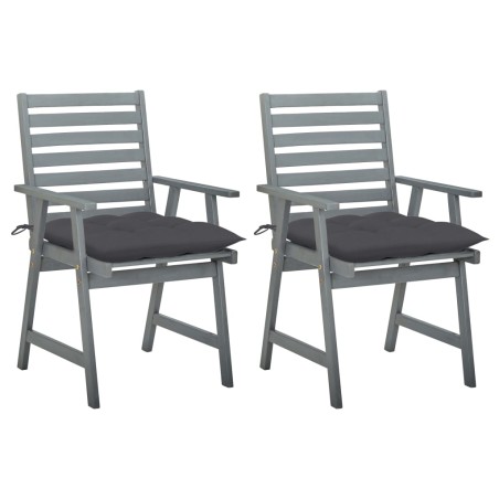 vidaXL Sillas de comedor jardín 2 uds madera maciza acacia con cojines