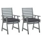 vidaXL Sillas de comedor jardín 2 uds madera maciza acacia con cojines vidaXL Sillas de comedor jardín 2 uds madera maciza acacia con cojines