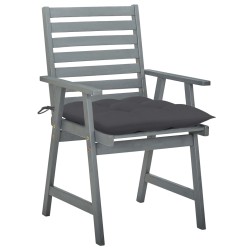 vidaXL Sillas de comedor jardín 2 uds madera maciza acacia con cojines