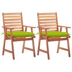vidaXL Sillas comedor de jardín 2 uds madera maciza acacia y cojines