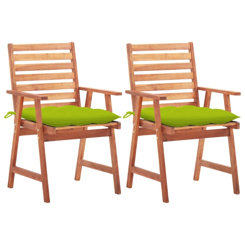 vidaXL Sillas comedor de jardín 2 uds madera maciza acacia y cojines vidaXL Sillas comedor de jardín 2 uds madera maciza acacia y cojines